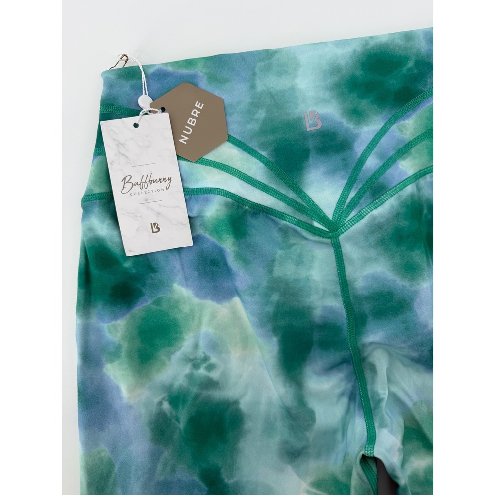 Buffbunny Nubre High Waisted Leggings Teal Blue Tie Dye Cloud Yoga Pants New Med